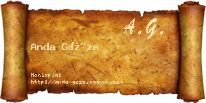 Anda Géza névjegykártya