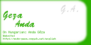 geza anda business card